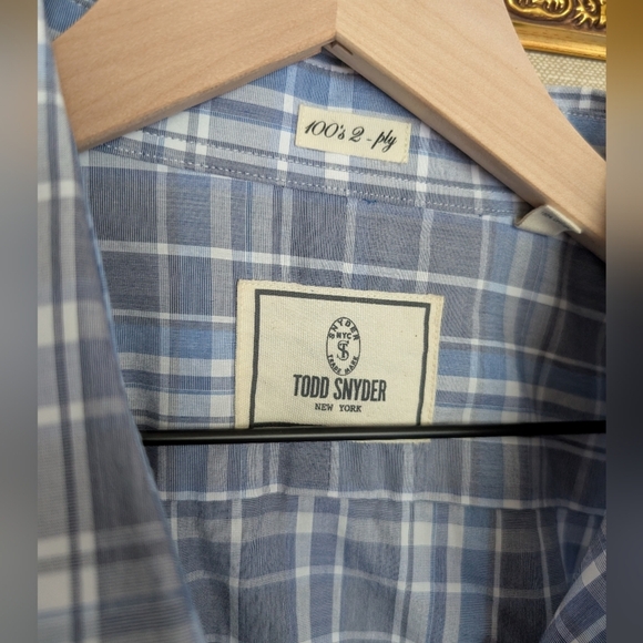Todd Snyder Blue Plaid Shirt - Picture 3 of 5